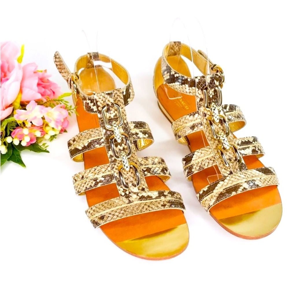 Coach Tesa Snake Print Gladiator Sandals Size 10